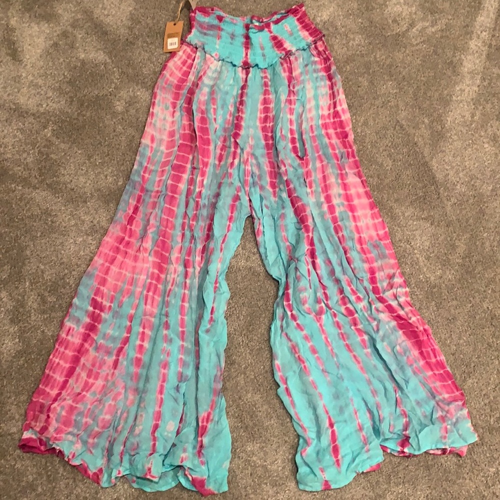 Surf Gypsy tie dye wide leg boho pants NWT